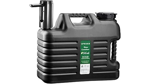 The image shows several camping water containers with pumps, highlighting the best options for outdoor adventures.