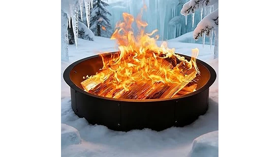 This image shows a person setting up a portable fire ring, perfect for outdoor adventures like camping.