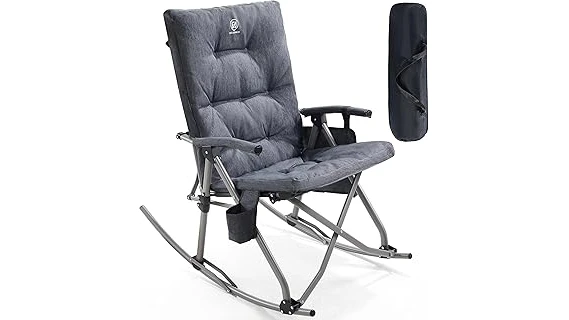 The image shows a featured rocking camping chair, one of the Most Popular 5 Best Folding Rocking Chairs for Camping.