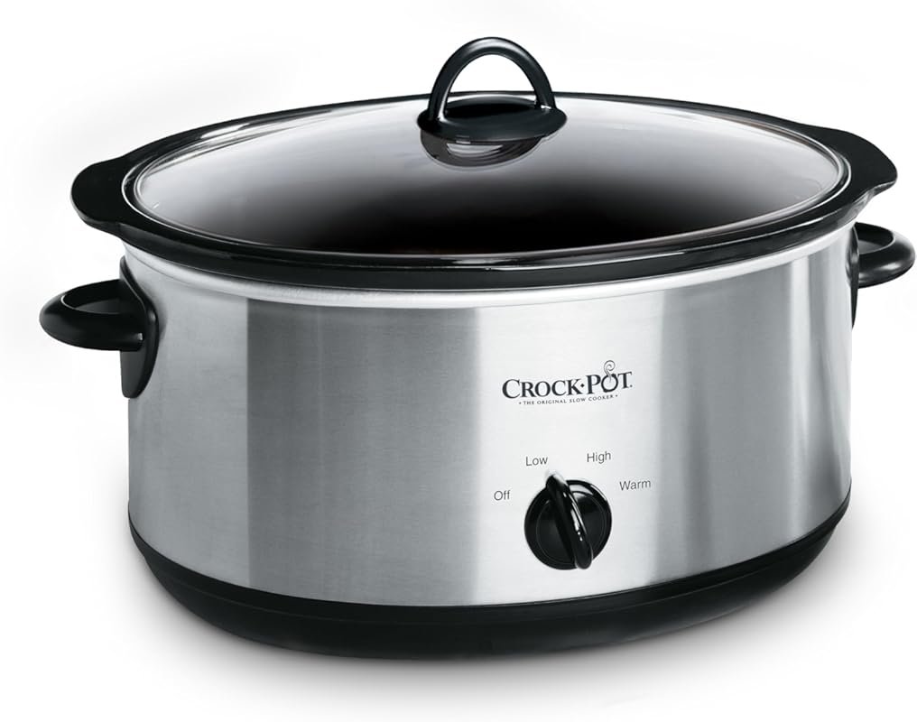 Crock-Pot 7 Quart Oval Manual Slow Cooker, Stainless Steel, for Famili