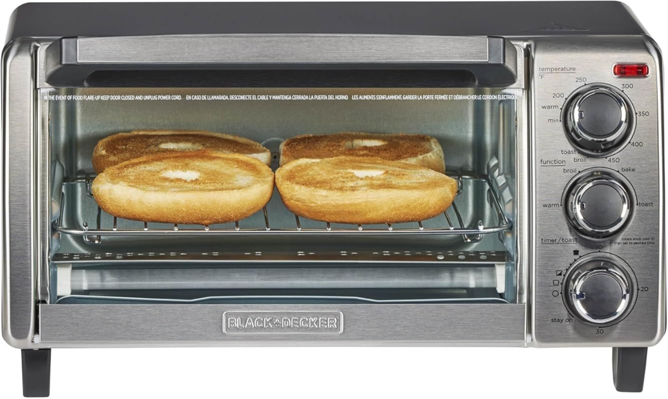 BLACK+DECKER TO1313SBD Compact Countertop Toaster Oven, 15.47 Inch, Si