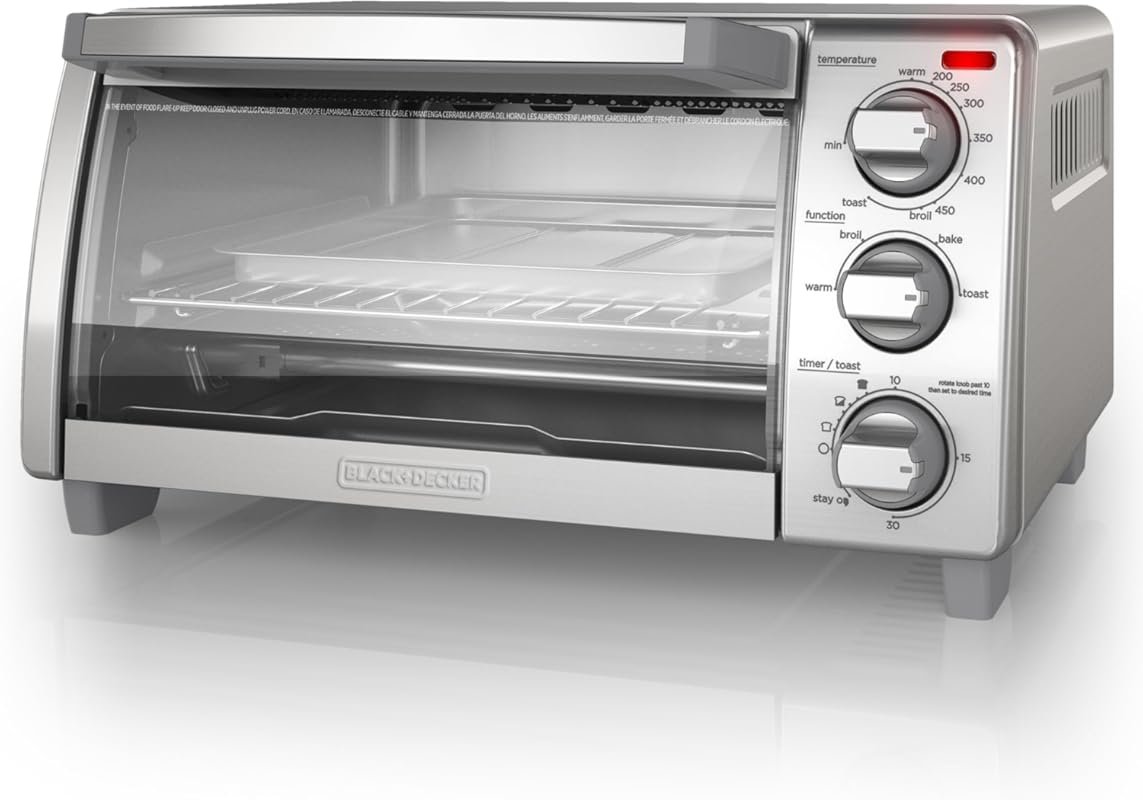 BLACK+DECKER 4-Slice Toaster Oven with Natural Convection, Stainless S