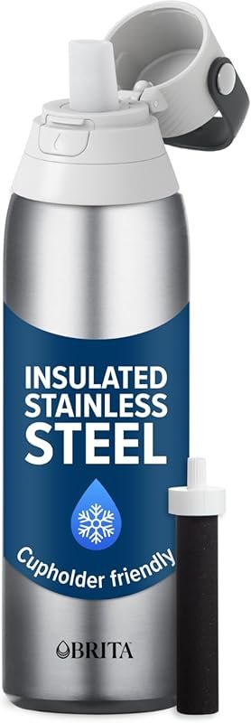 Brita 20oz Stainless Steel Insulated Filtering Water Bottle, BPA-Free,