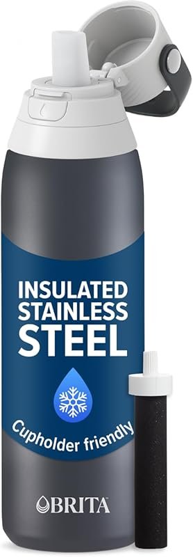 Brita 20oz Stainless Steel Insulated Filtering Water Bottle, BPA-Free,