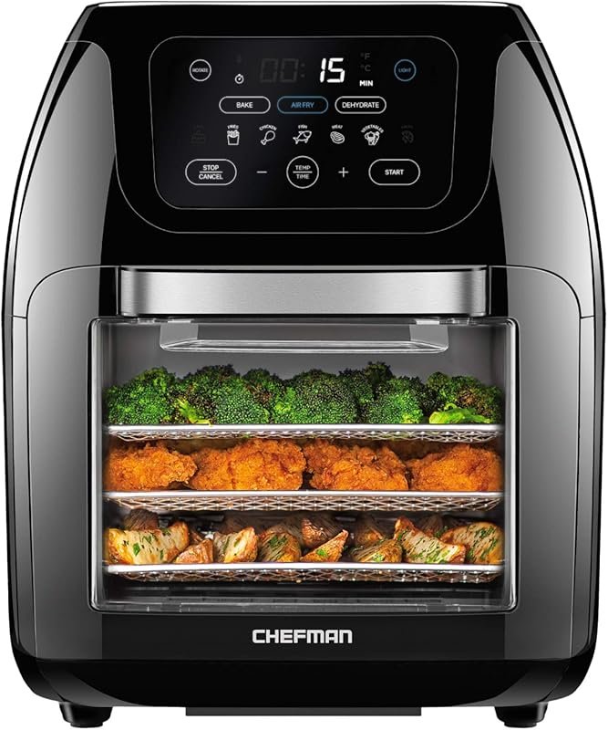 CHEFMAN 10L XL Digital Air Fryer with Rotisserie, Dehydrator, 17 Prese