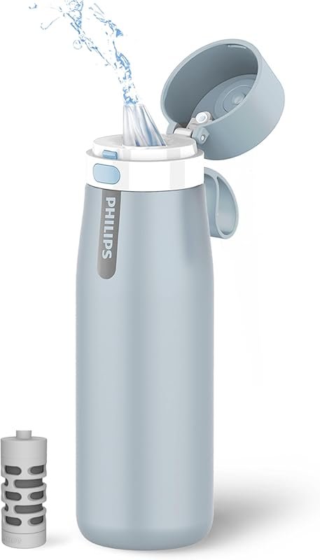 PHILIPS 24oz Stainless Steel Filtered Water Bottle, Keeps Cold 24 Hour