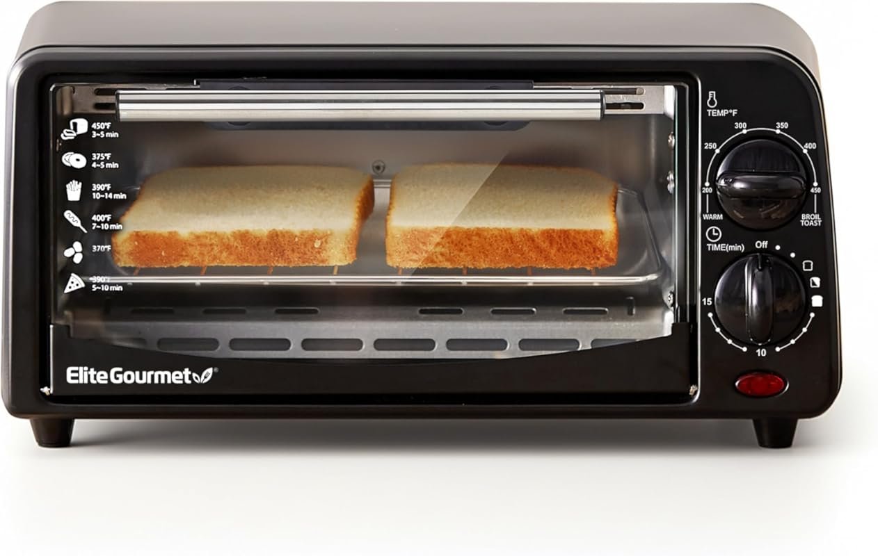 Elite Gourmet ETO236 Personal Compact 2 Slice Countertop Toaster Oven