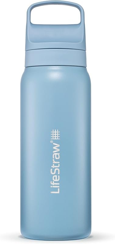 LifeStraw Go Series Insulated Stainless Steel Water Filter Bottle, Rem