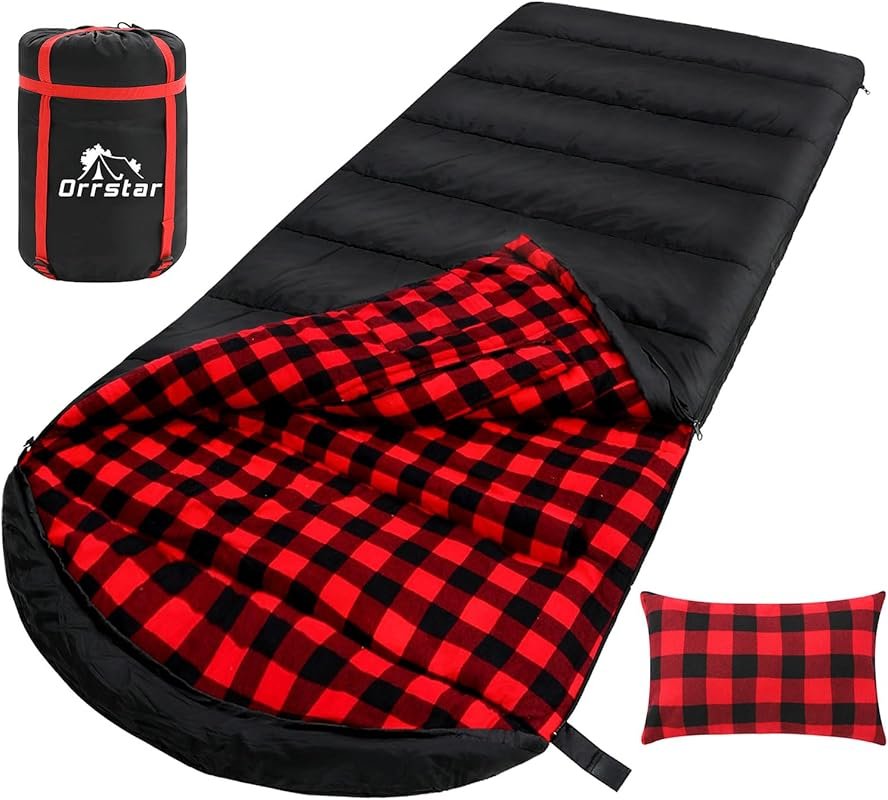 Warm Winter Zero Degree Sleeping Bag for Adults: Extra Large XXL Flann