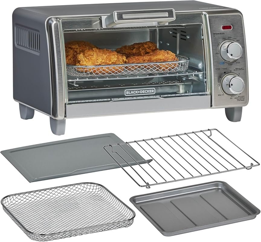 BLACK+DECKER 5-in-1 Air Fry Countertop Toaster Oven, 4-Slice, Fits 9” 