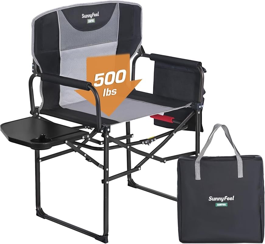 SUNNYFEEL Oversized Directors Camping Chair 500 LBS Heavy Duty with Si