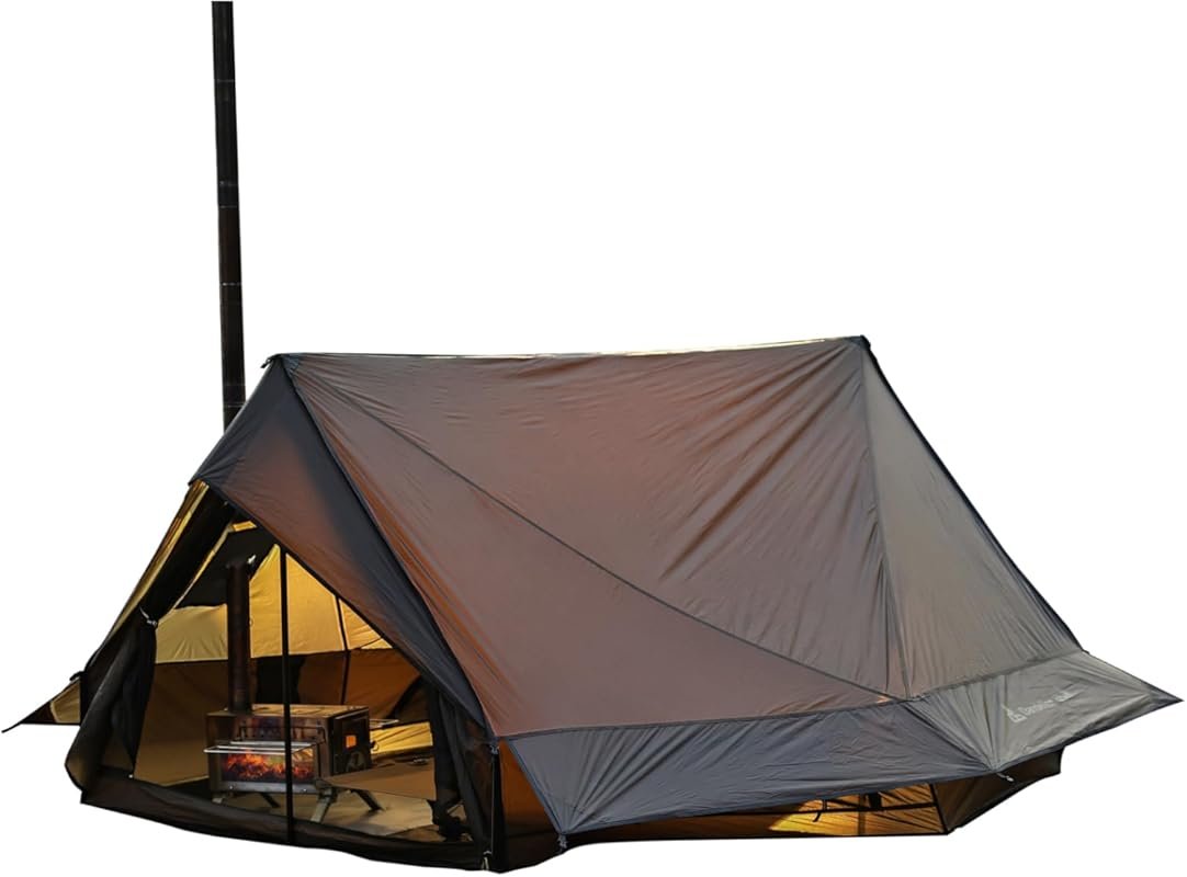 4-Season Waterproof & Windproof Hot Tent with Stove Jack for 1-4 Peopl