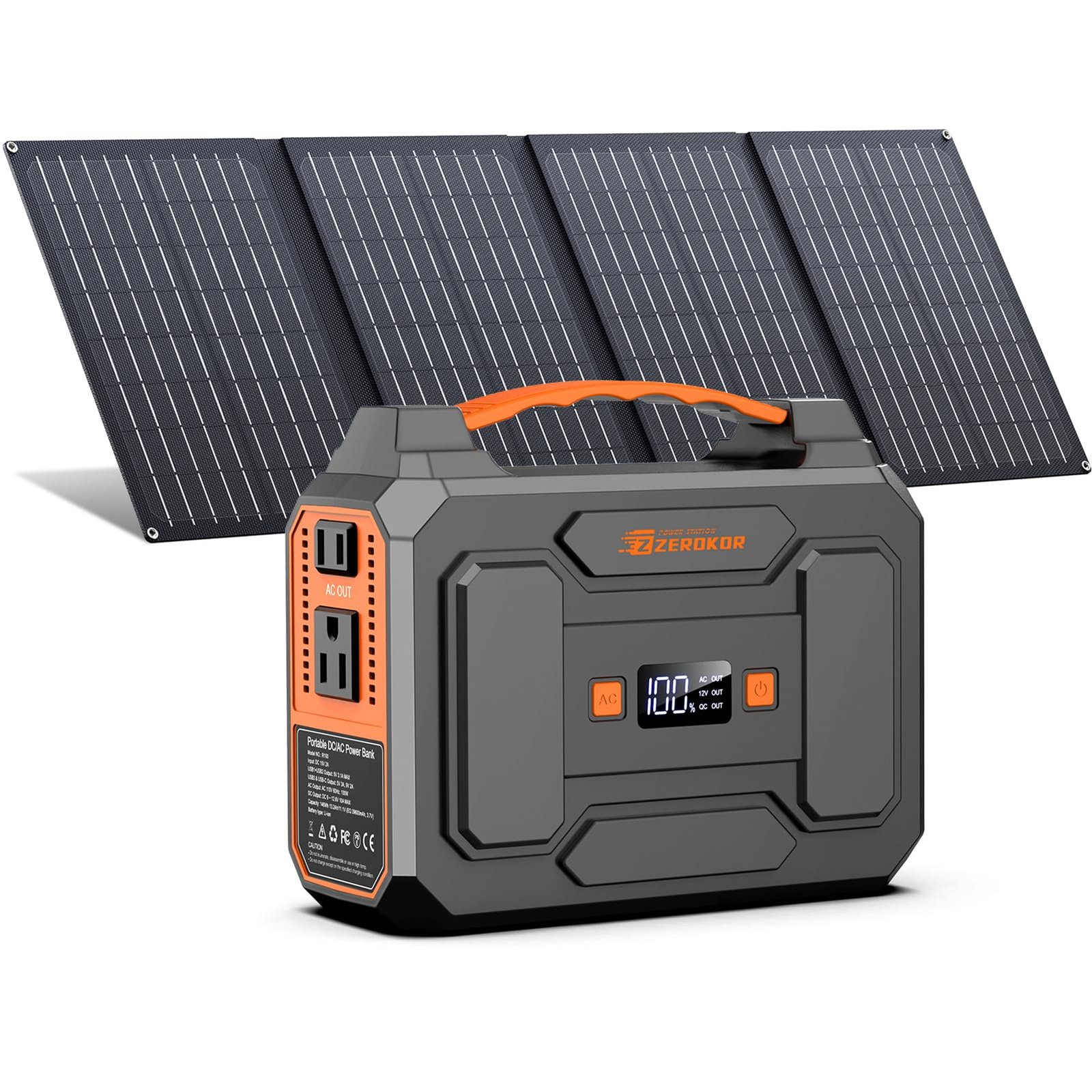 Portable Power Station with Foldable 40W Solar Panel, 100W Solar Powered Generat
