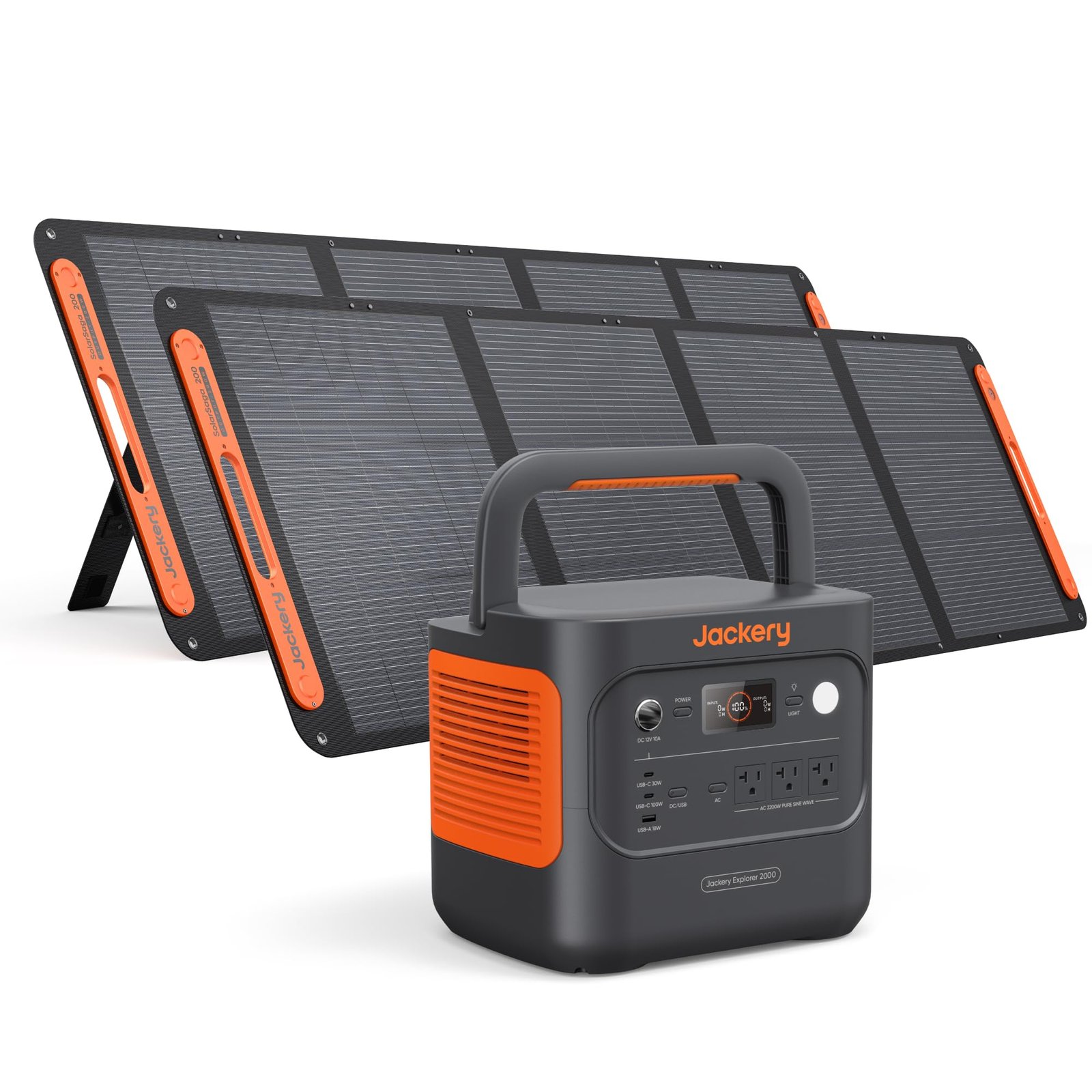 Jackery Explorer 2000 v2 Portable Power Station with 2x200W Solar Panels, 2042Wh