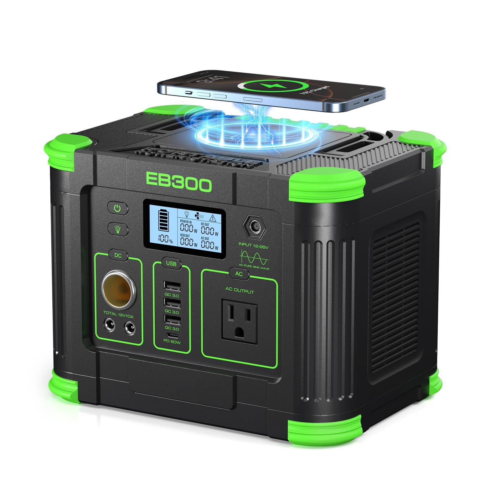 GRECELL Portable Power Station 330W , GRECELL 288Wh Solar Generator with 60W USB