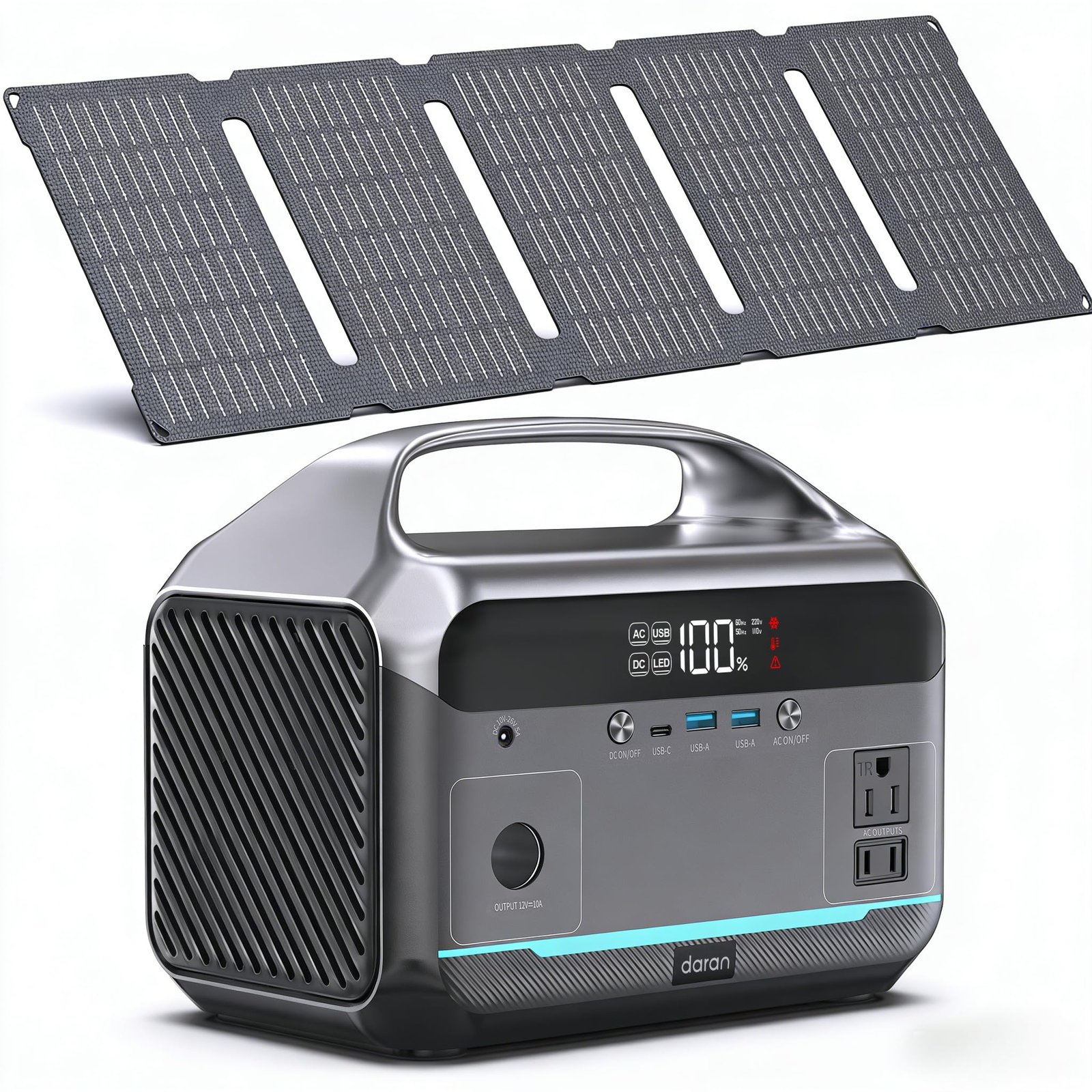 DARAN Portable Power Station with 60W Solar Panel Included, 288Wh LiFePO4 Batter