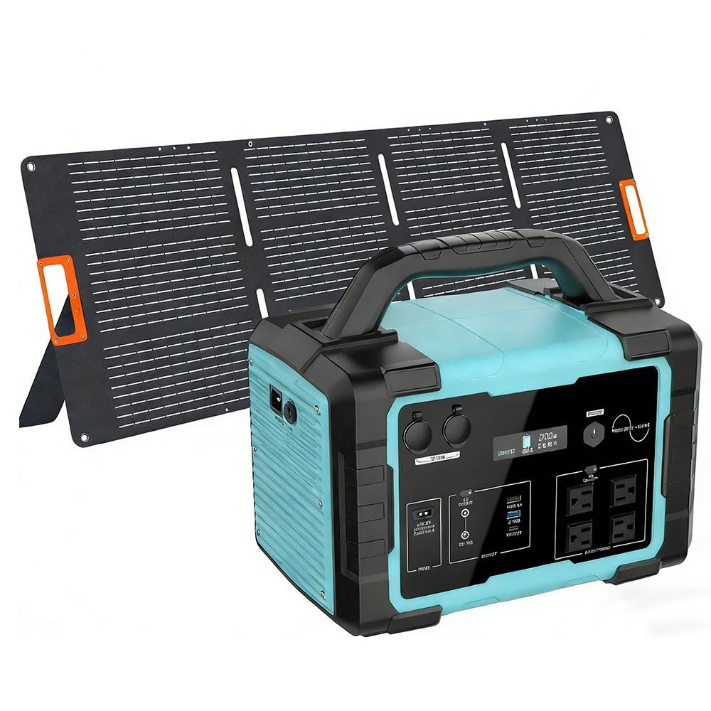 Solar Generator 1800W with 200W Solar Panel, 1024Wh LiFePO4 Portable Power Stat